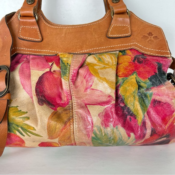 PATRICIA NASH Multicolor Painted Floral Tan Leather Distressed Tote Satchel - Picture 2 of 15